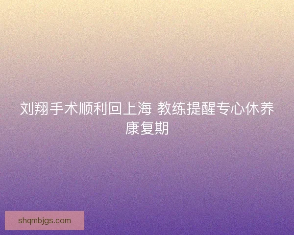 刘翔手术顺利回上海 教练提醒专心休养康复期