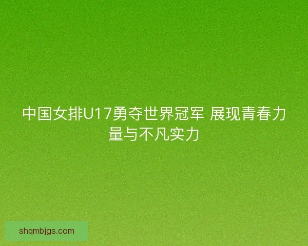 中国女排U17勇夺世界冠军 展现青春力量与不凡实力